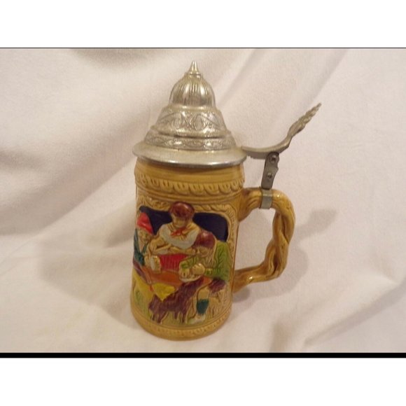 Vintage German Style Ceramic Beer Stein with Lid - Picture 5 of 7